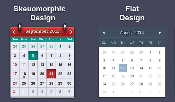 Skeuomorphic design vs Flat design